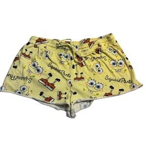 SpongeBob Lounge Shorts Medium Yellow SquarePants 100% Cotton Viacom Drawstring